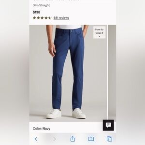 Rhône Commuter Five Pocket slim straight pants- tags on size 35